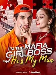 Young man and woman pose closely, with the woman touching the man's face, in front of a puzzle background, promotional poster.