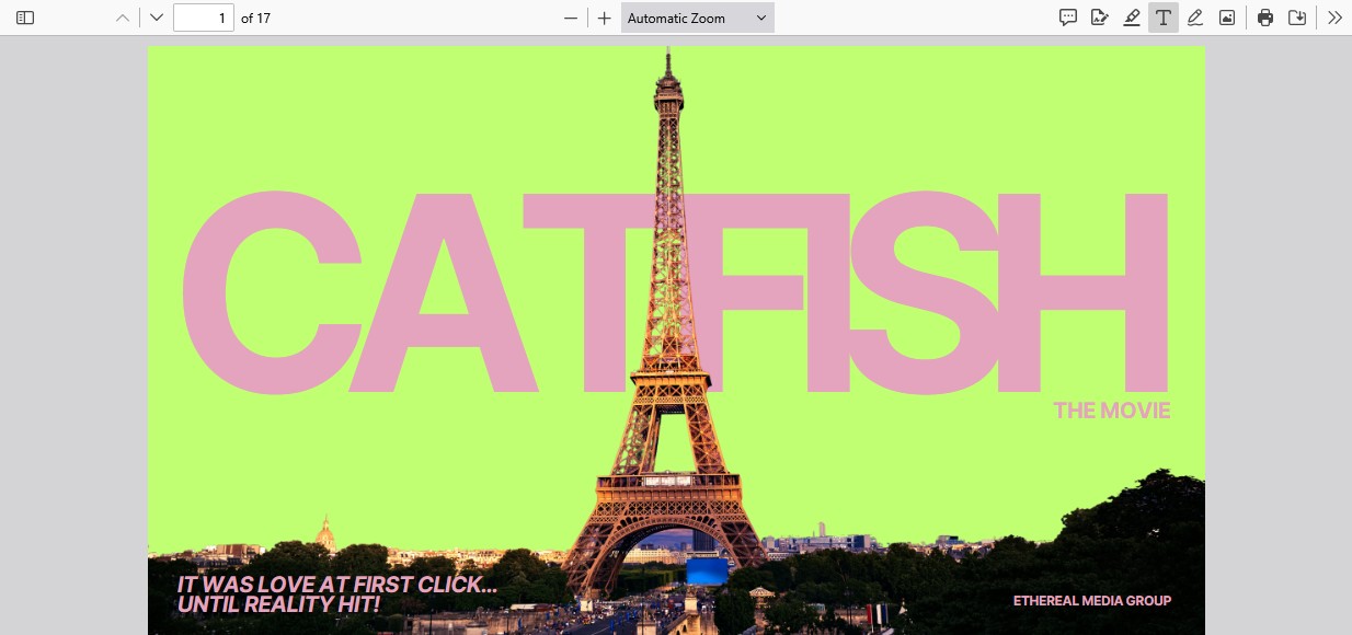 Eiffel Tower with large pink text reading 'CATCH' and a green background.