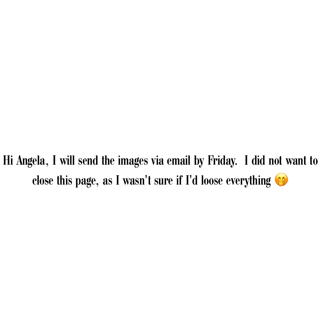 Text message mentioning sending images and uncertainty about closing the page, with a smiling emoji.