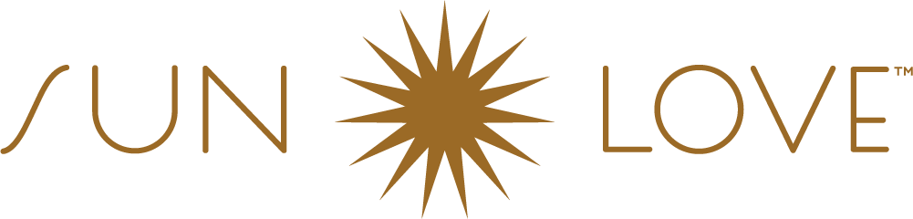 Stylized text with a sunburst symbol between words, on a black background.
