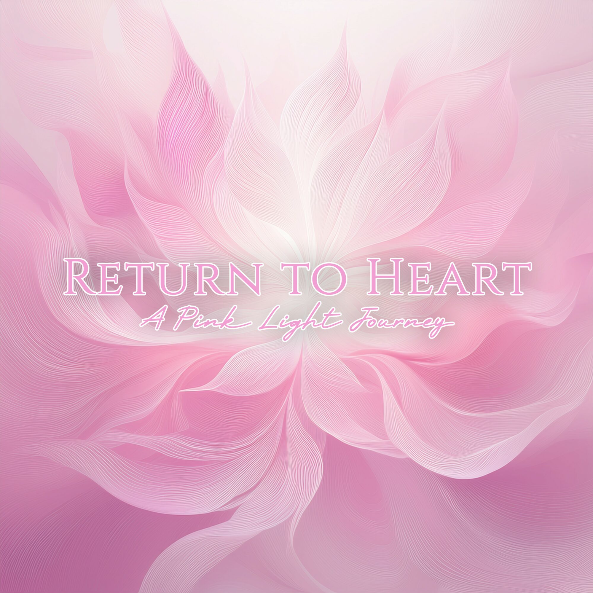 Pink and white abstract floral background with text: 'Return to Heart, A Peak Light Foray'.