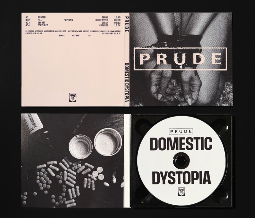 Four-panel collage: top left shows a ticket, top right a black and white photo of hands, bottom left pills and bottles, bottom right a CD with text. Word count: 20