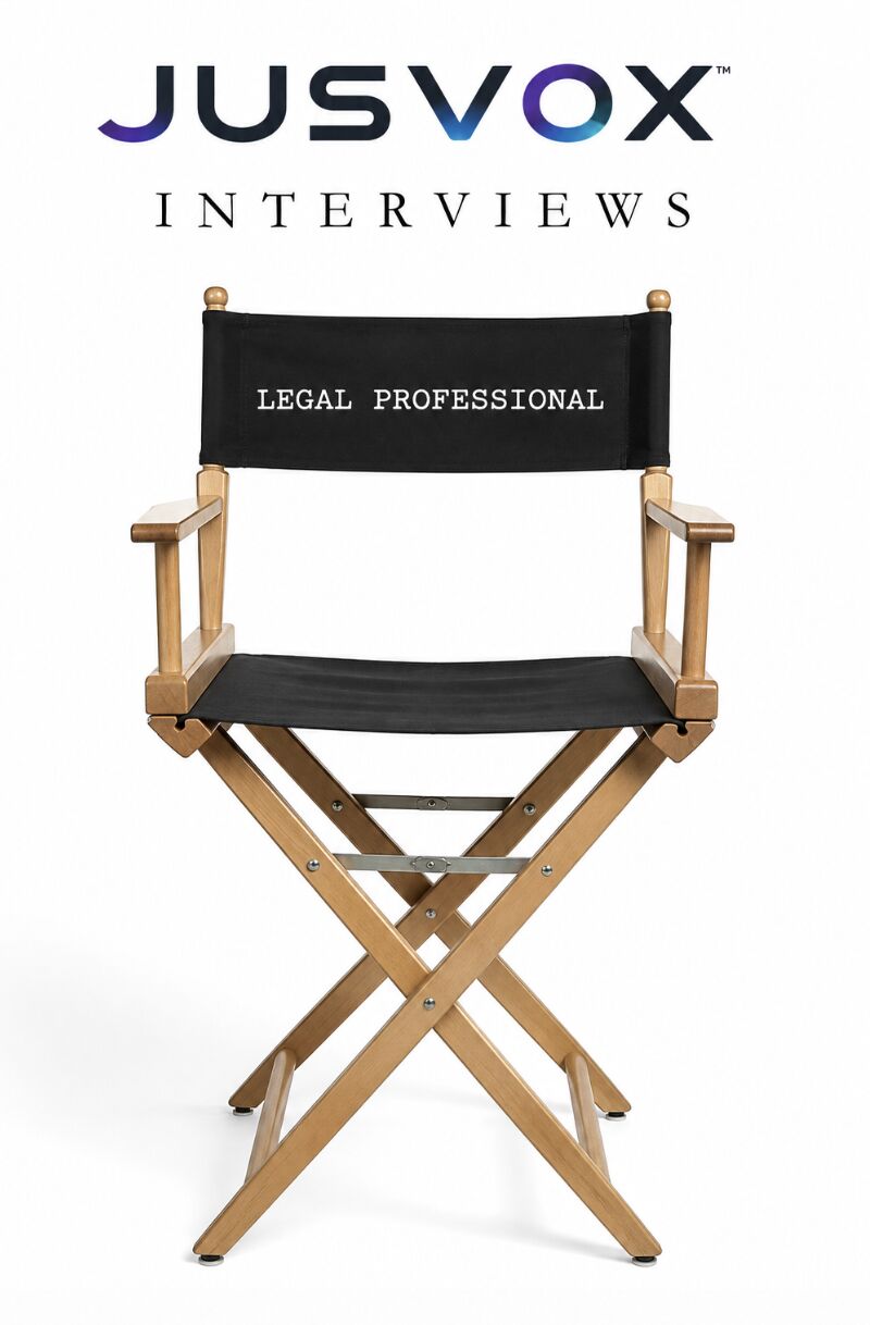 Director's chair with black fabric, wooden frame, and a sign reading 'LEGAL PROFESSIONAL' on the backrest, against a white background.