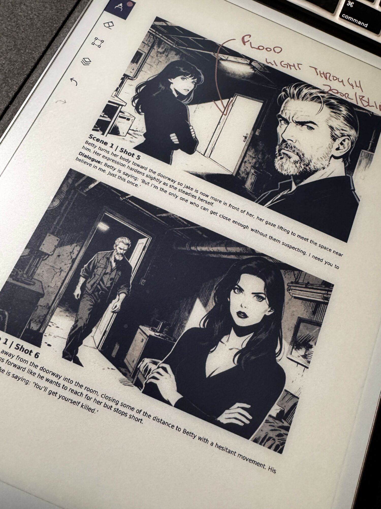 Open magazine showing two black-and-white photographs of people, one man and one woman, with text around them.