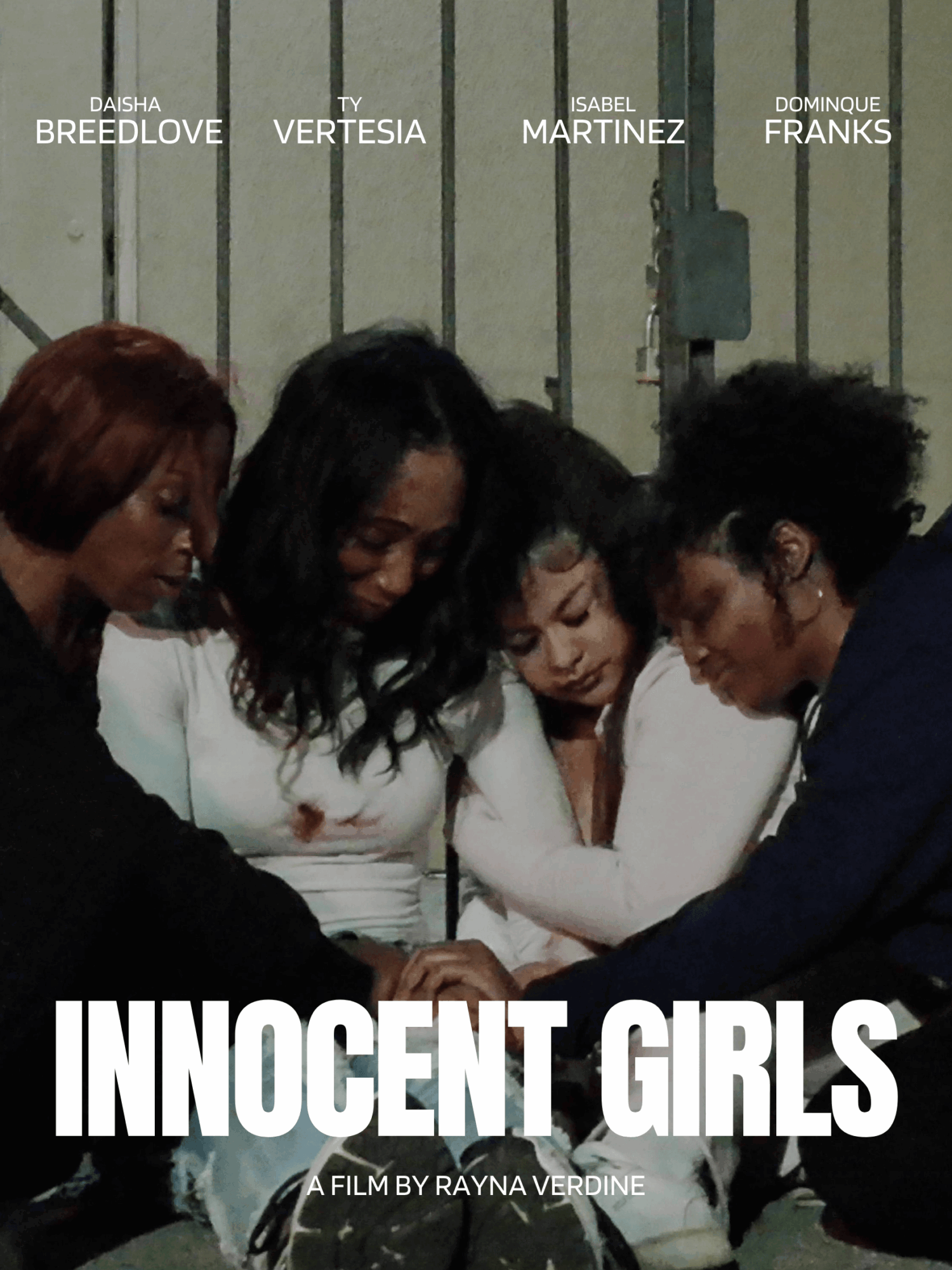 Four women with heads bowed, hands together, in a moment of prayer or reflection, with names above their heads.