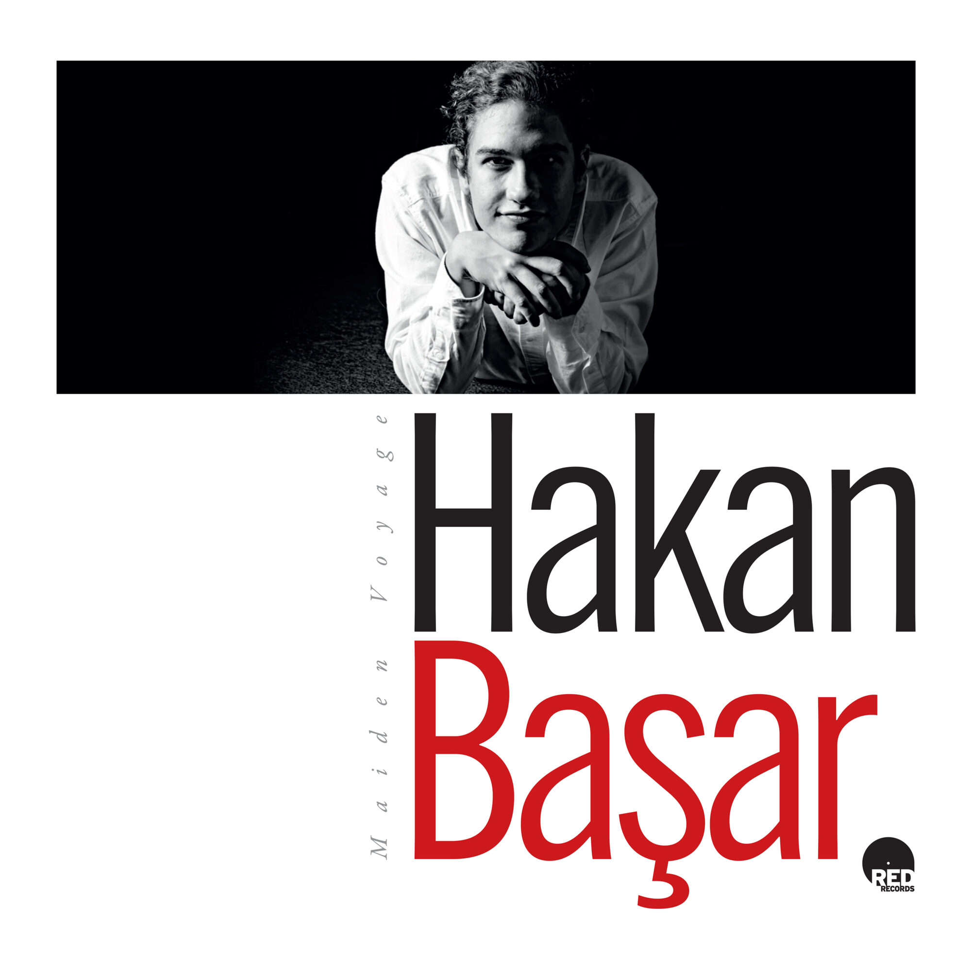 Black and white portrait of a person resting chin on hands, with text 'Hakan Başar' and a small logo.