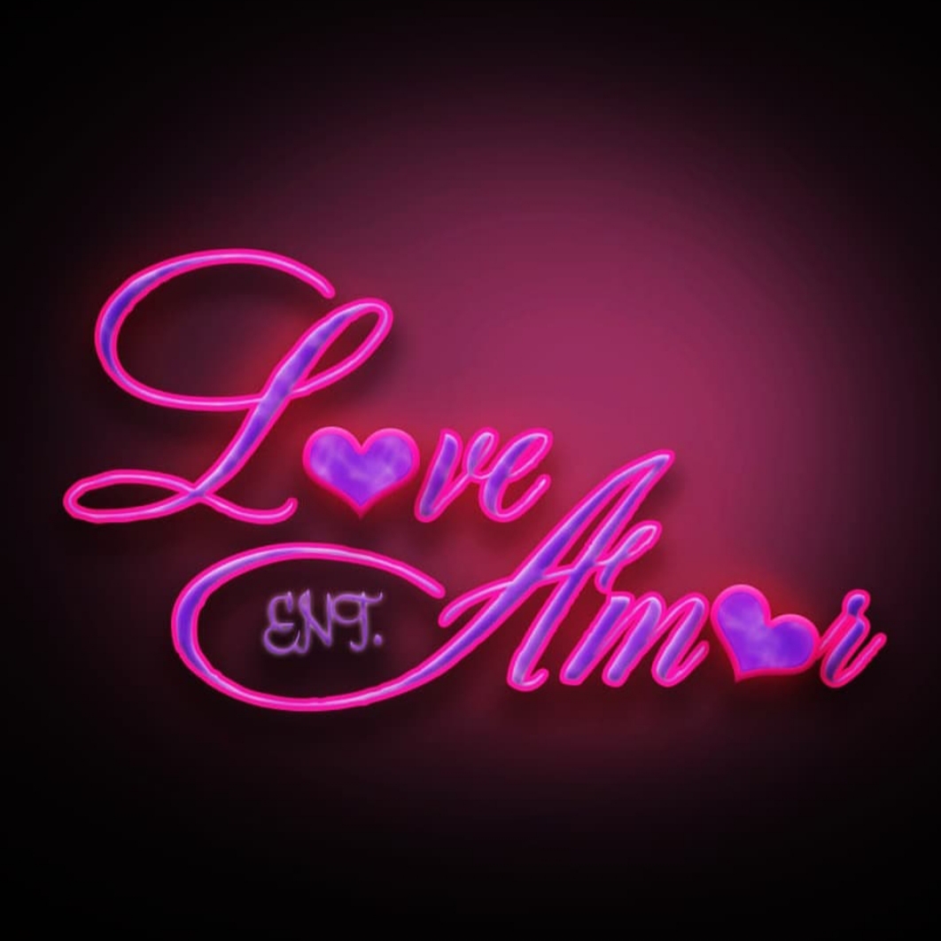 Neon pink and purple sign reads